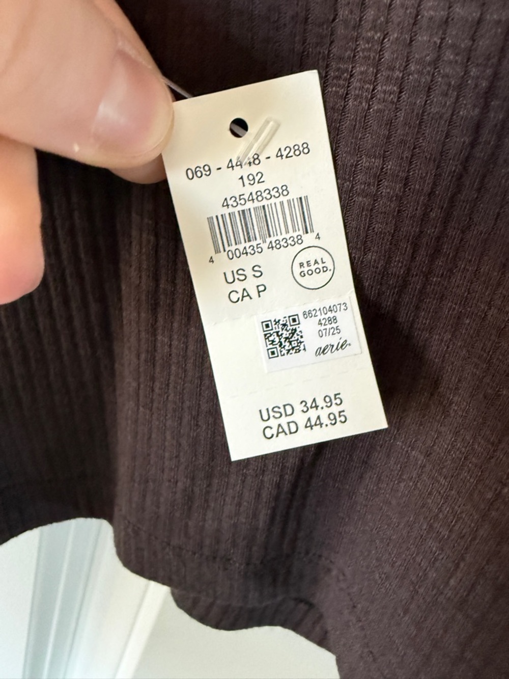 aerie Chocolate Brown Lace-Trim Ribbed crop Tank tank - Picture 4 of 5